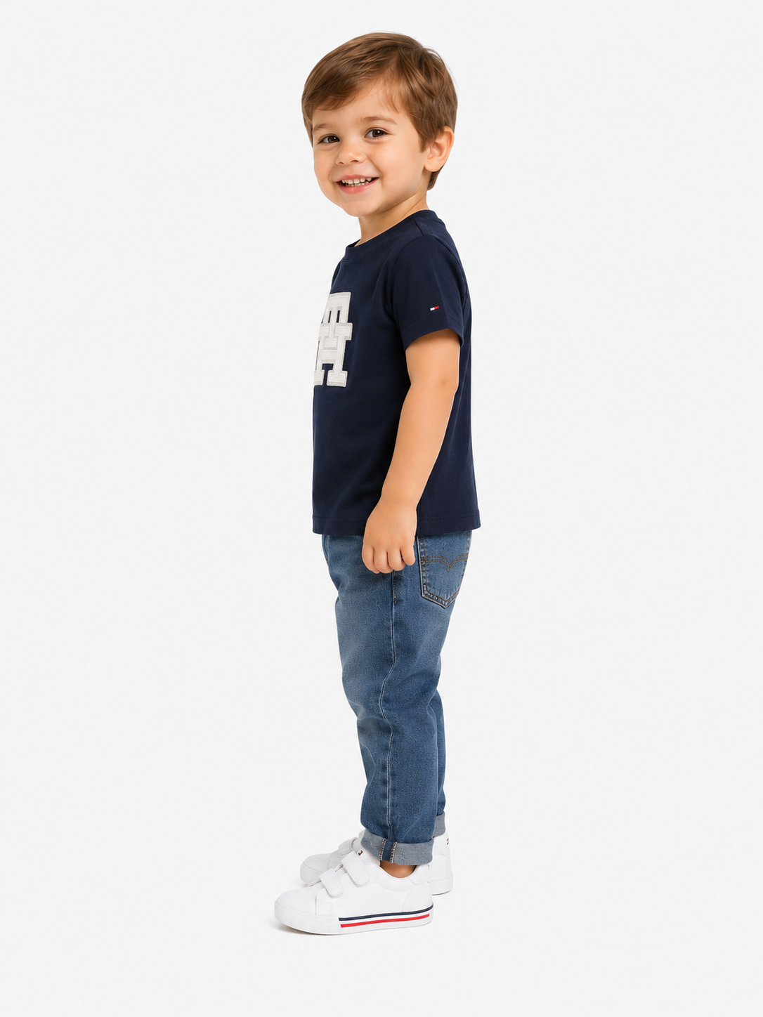 Tommy Hilfiger PLAYERA DE CORTE REGULAR CON MONOGRAMA NIÑO TOMMY HILFIGER