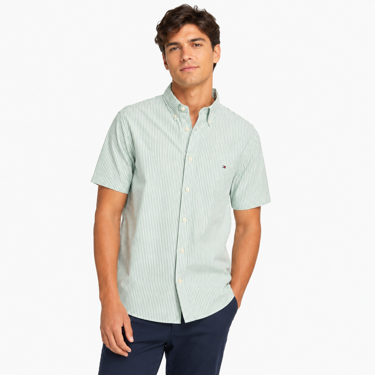 Tommy Hilfiger- TH FLex Shirt-Sleeve Poplin Shirt