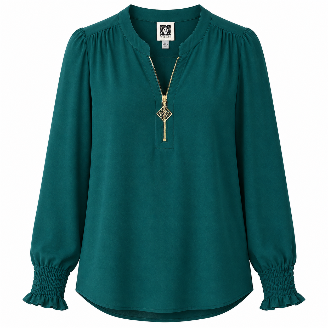 Anne Klein dark green long sleeve blouse Women’s