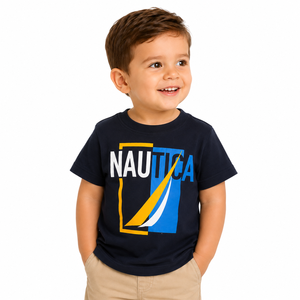 Nautical t-shirt for children is navy blue