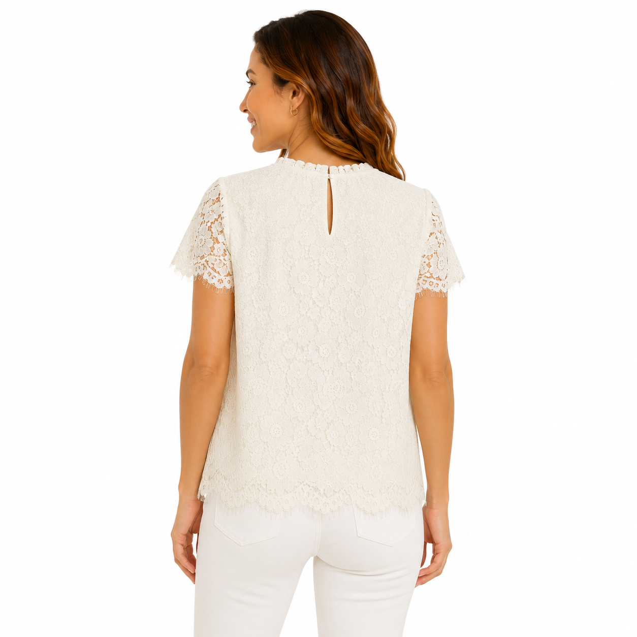 Zac & Rachel White Casual Lace Top