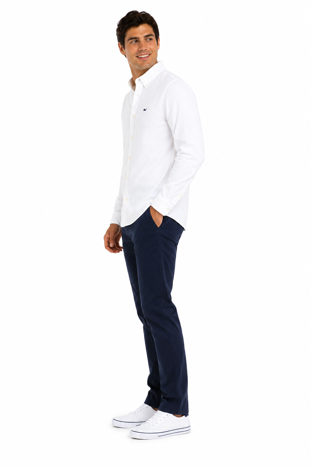 Vineyard Vines-Long-sleeved Oxford shirt in white