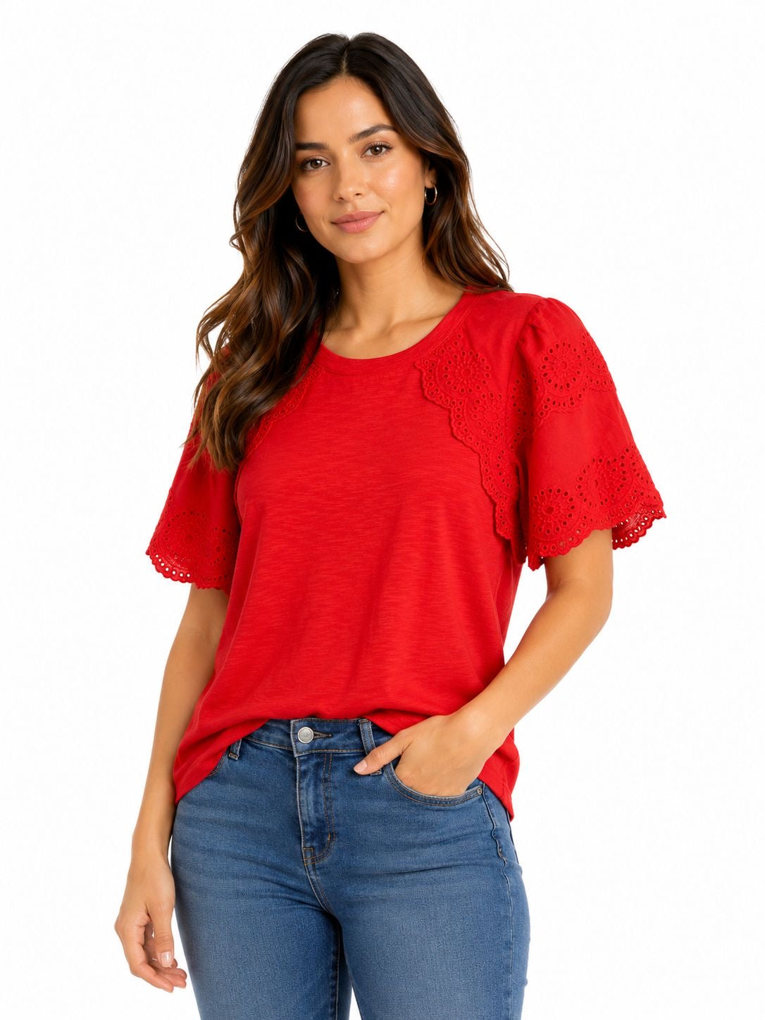 NOTATIONS-Red short-sleeved t-shirt from the Notations brand