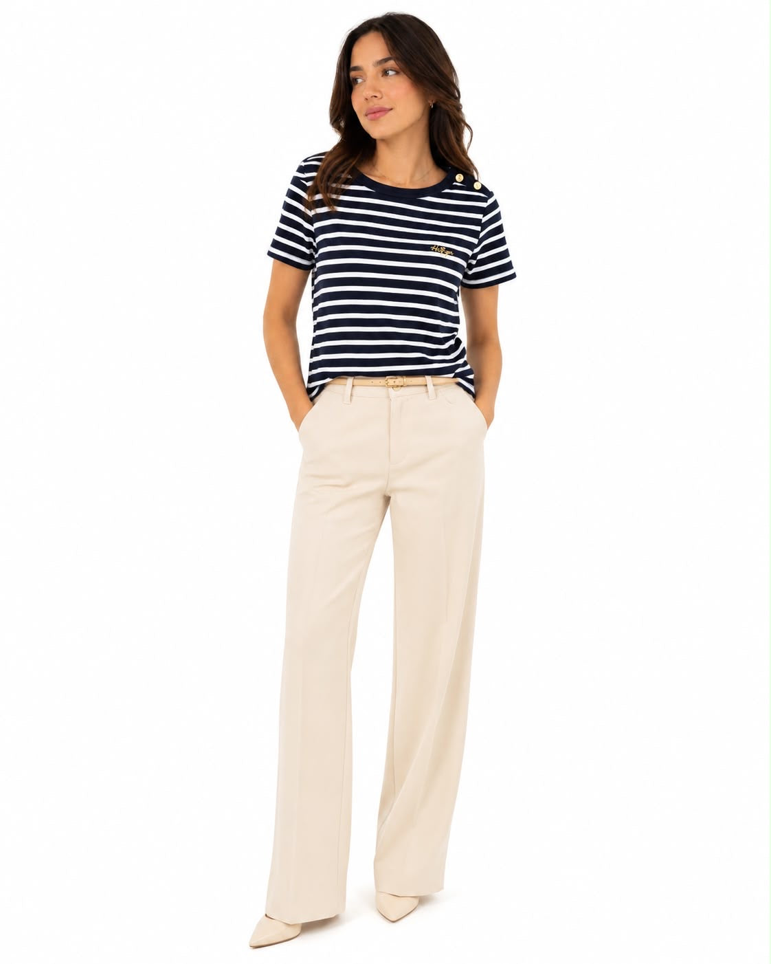 TOMMY HILFIGER-Sailor striped t-shirt with golden buttons on the shoulder