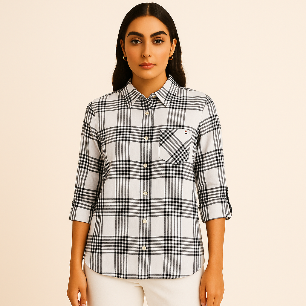 Tommy Hilfiger Women's Perry Plaid Metallic-Threaded Shirt