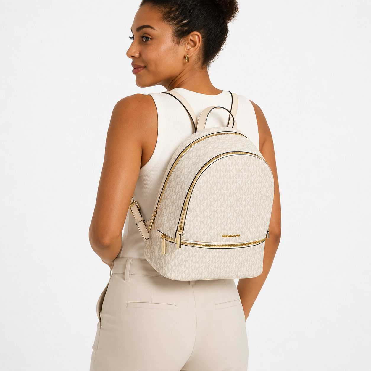 Michael Kors Rhea Medium Signature Logo Backpack
