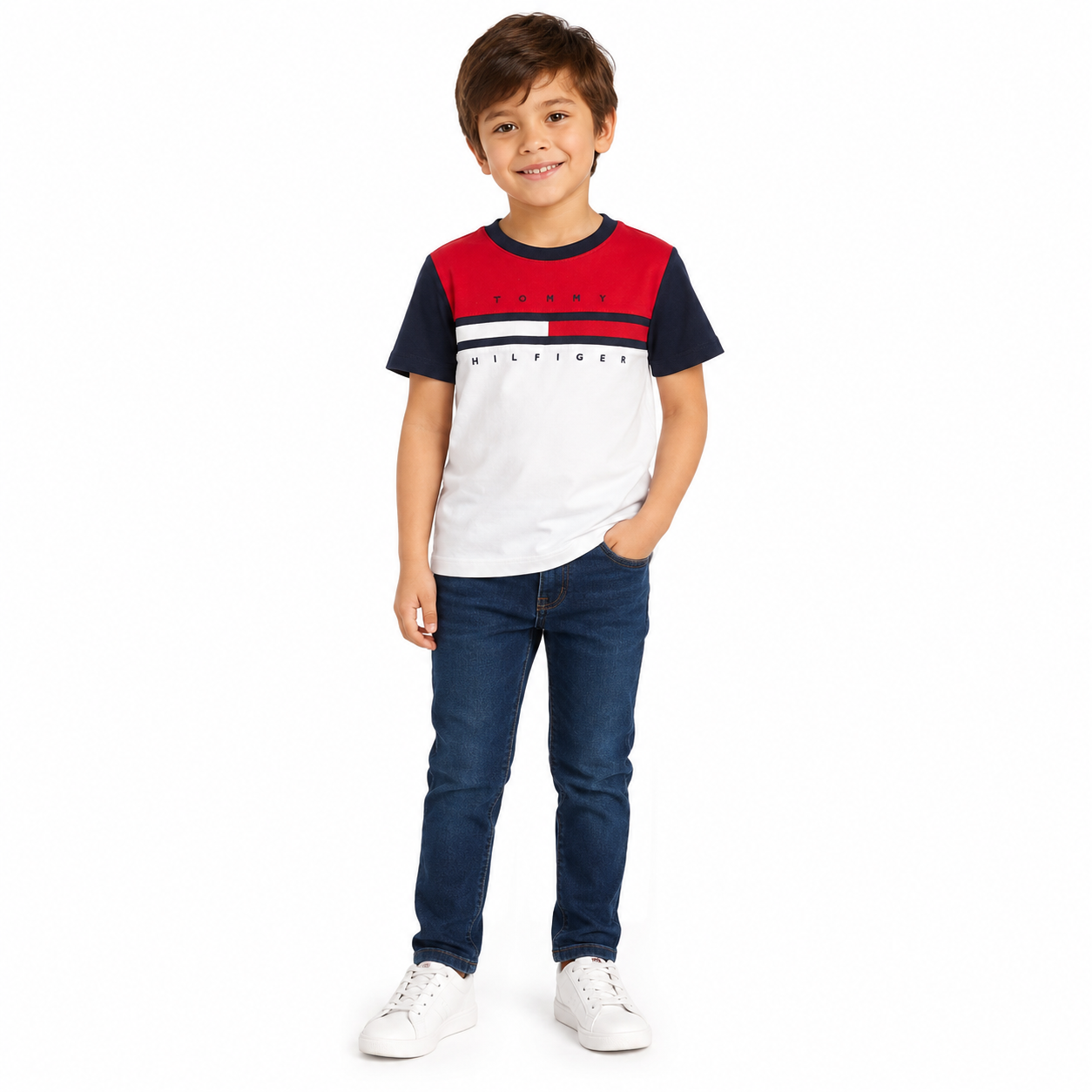 Tommy Hilfiger-Kids' Colorblock Flag Stripe T-Shirt