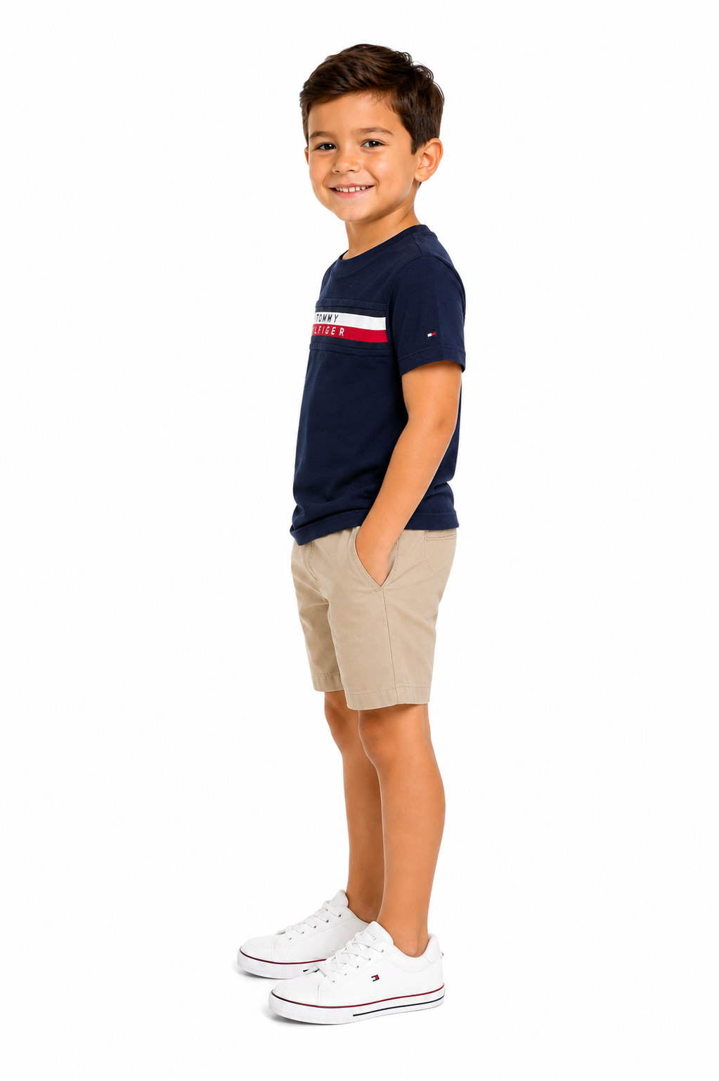 Tommy Hilfiger Kids' Ribbed Stripe Logo T-Shirt
