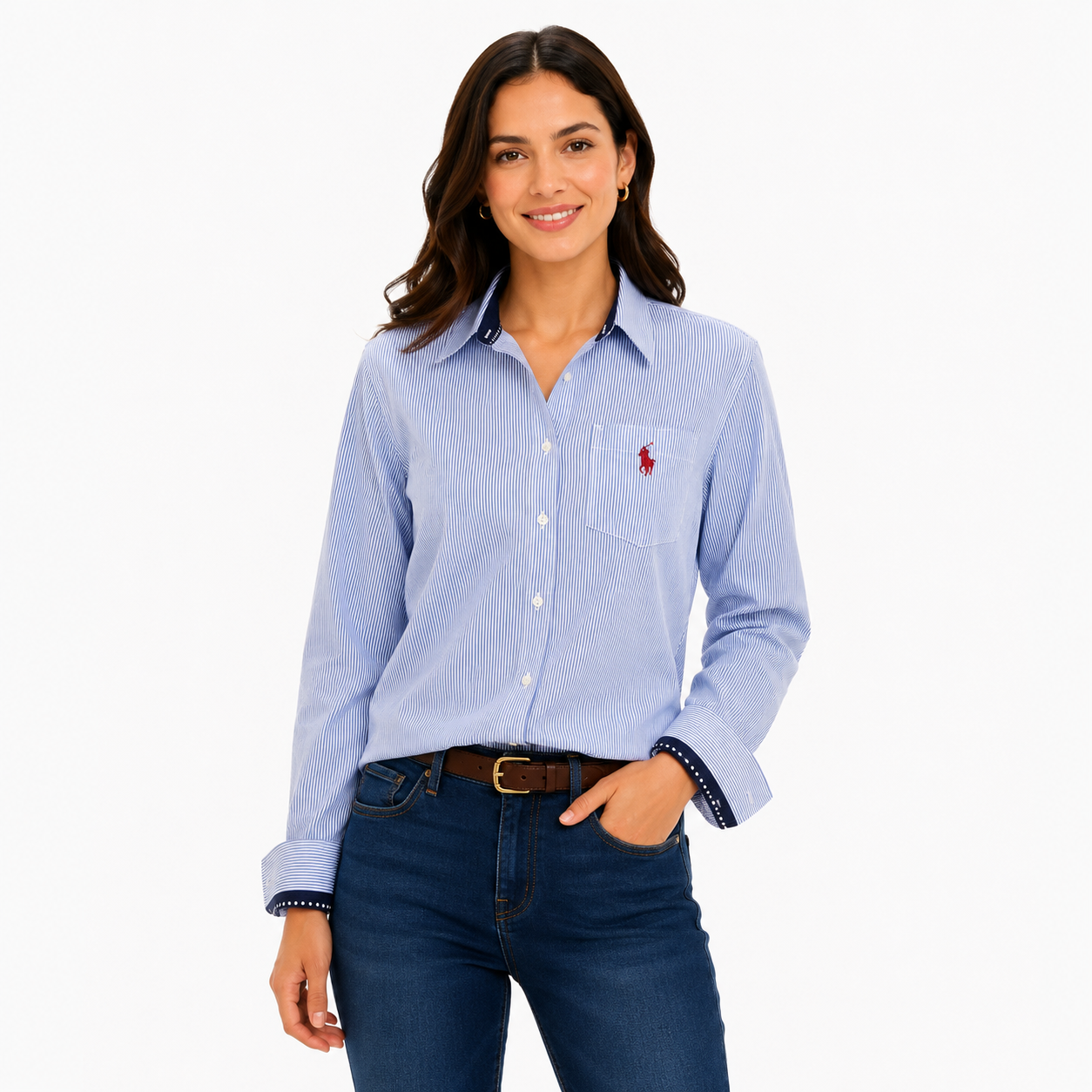 U.S Polo Assn Stripped Poplin Long Sleeve Shirt