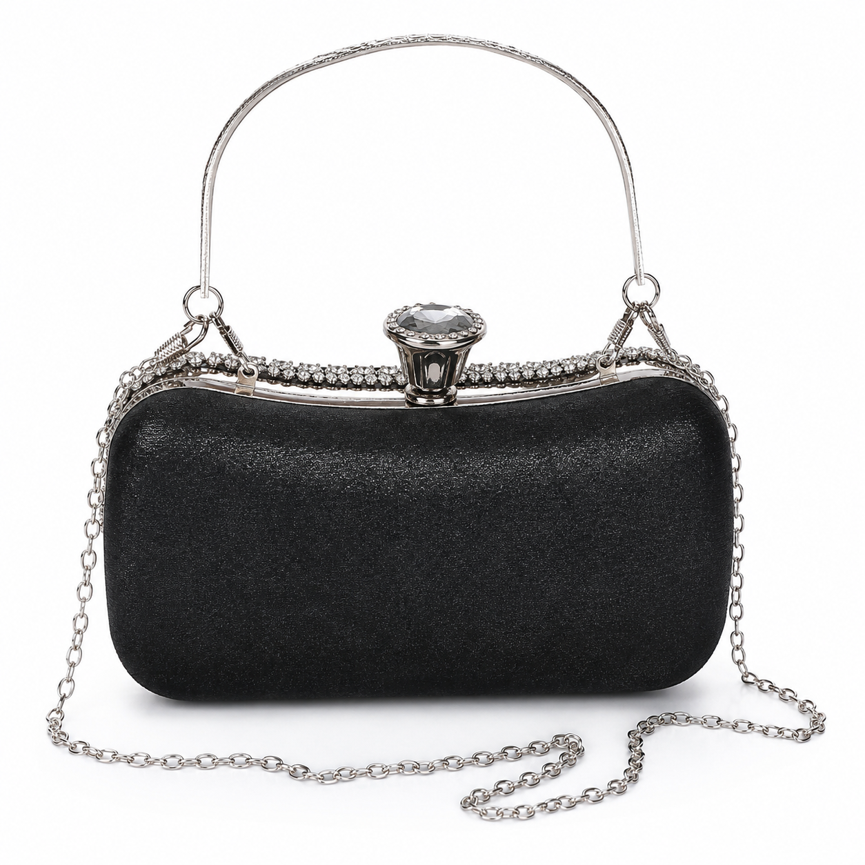 Rhinestones Women Evening Bags Silver Color Pearl Diamonds Party Day Clutch