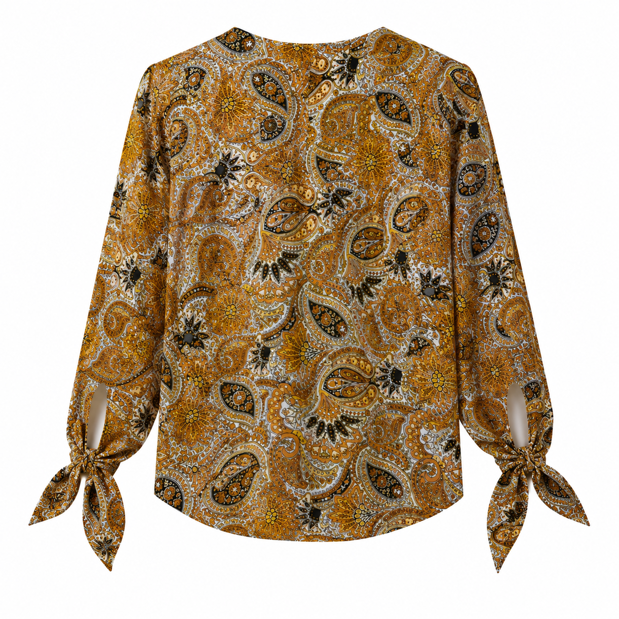 Michael Kors blouse with Paisley print in brown and yellow tones