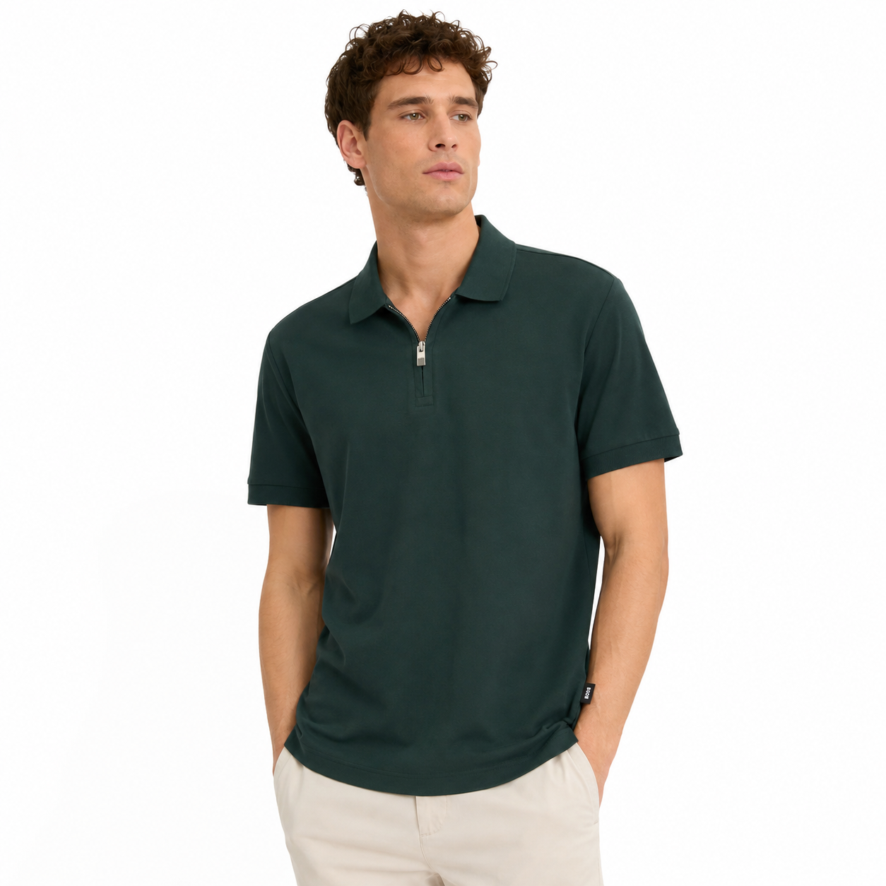 Hugo Boss Dark green short-sleeved polo shirt for men