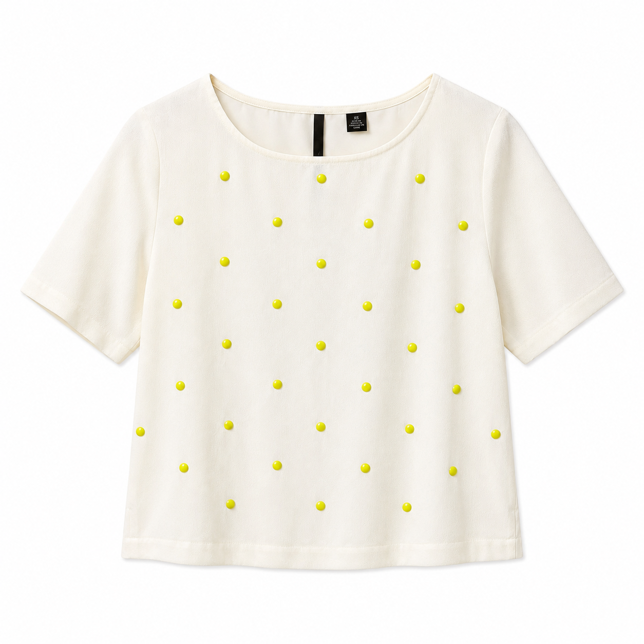 Skye’s the limit Off-white blouse with yellow studs or appliqués