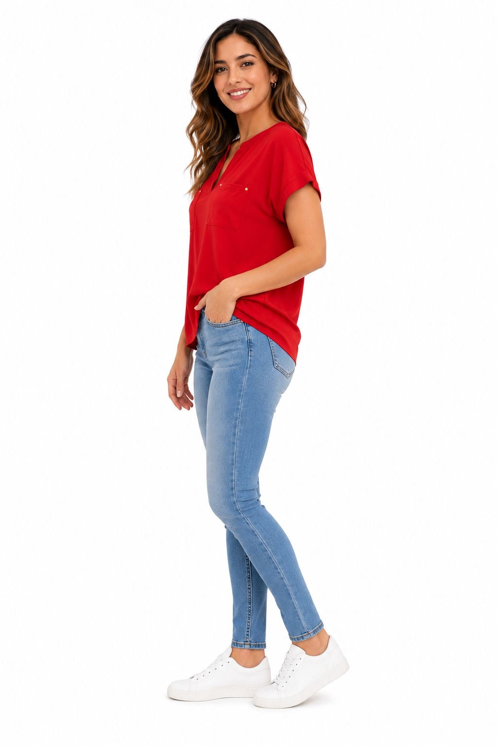 Anne Klein-Bright red blouse from the Anne Klein brand
