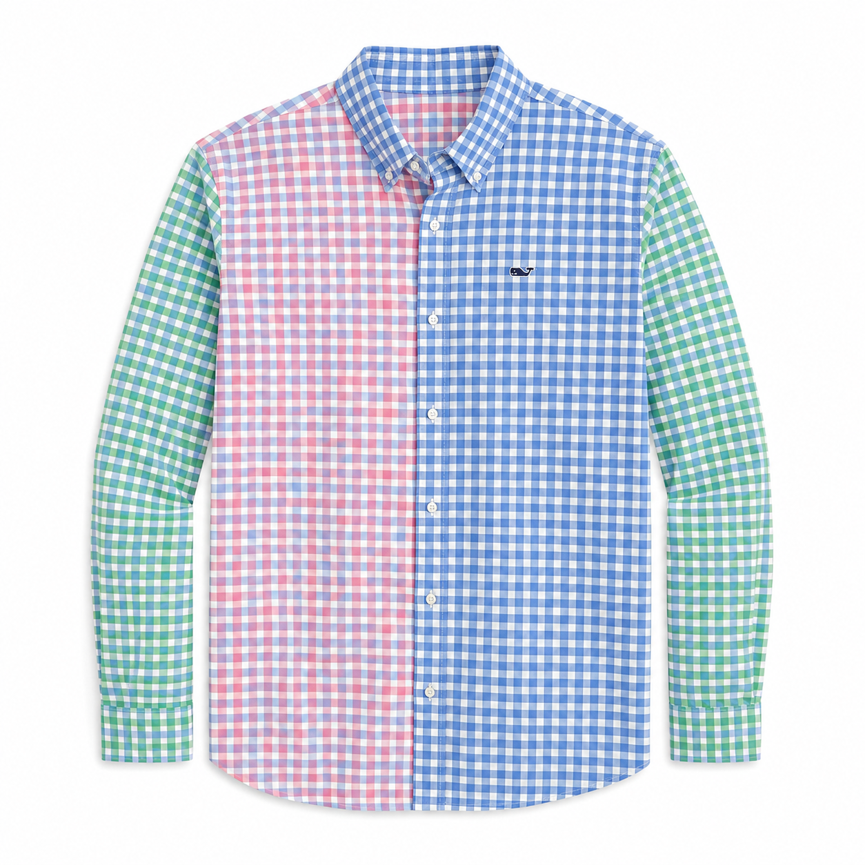Vineyard Vines multi-color patch gingham button-down shirt
