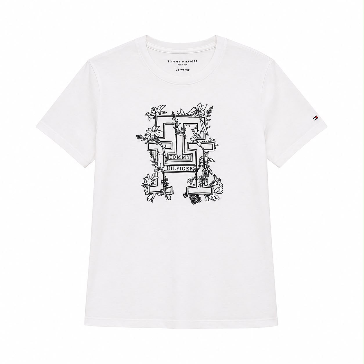 Tommy Hilfiger t-shirt with a floral embroidered graphic on the chest