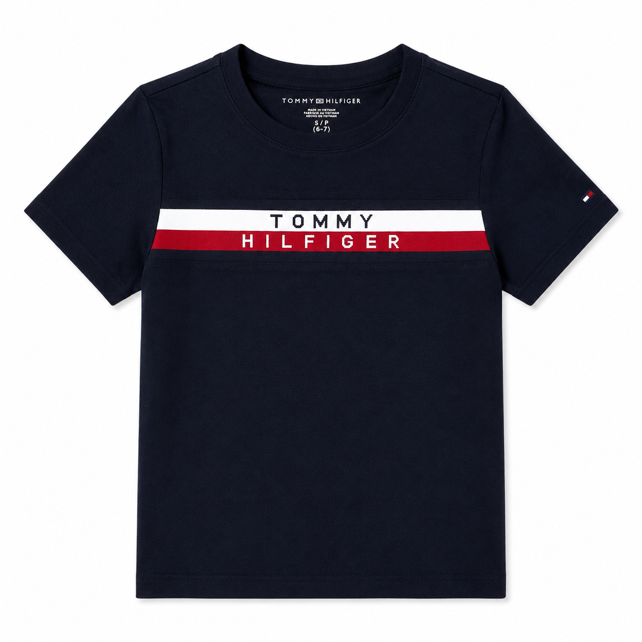 Tommy Hilfiger Kids' Ribbed Stripe Logo T-Shirt