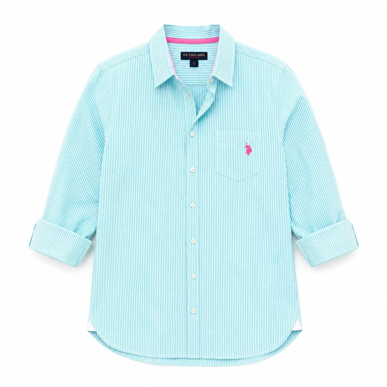 U.S Polo Striped Poplin Long Sleeve Shirt