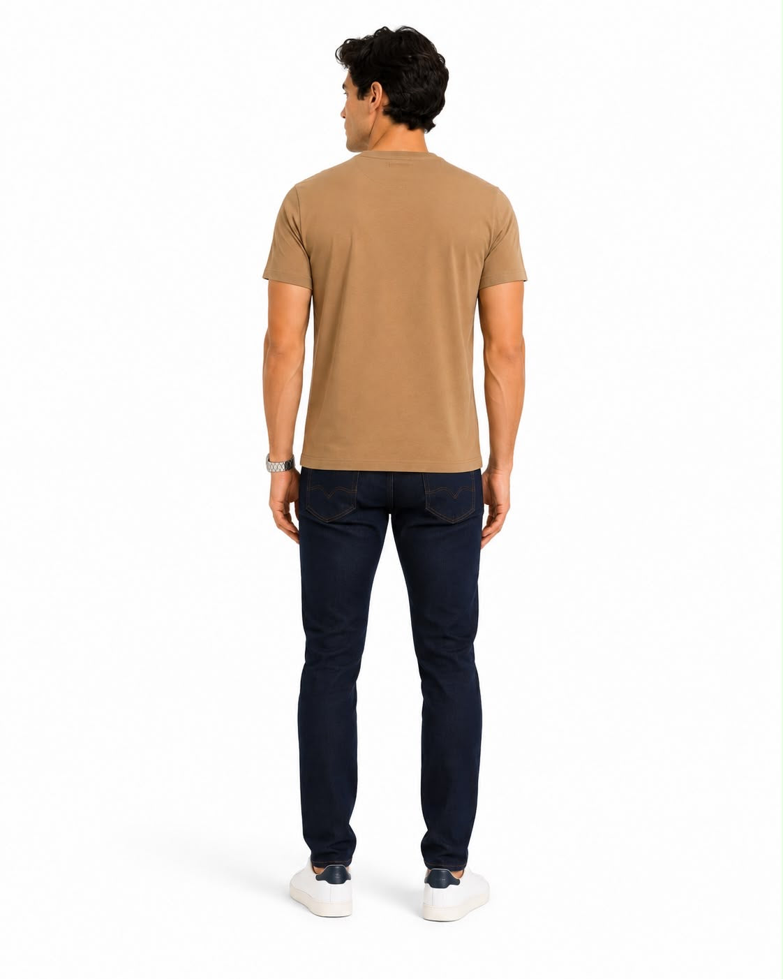 NAUTICA-Brown cotton V-neck t-shirt