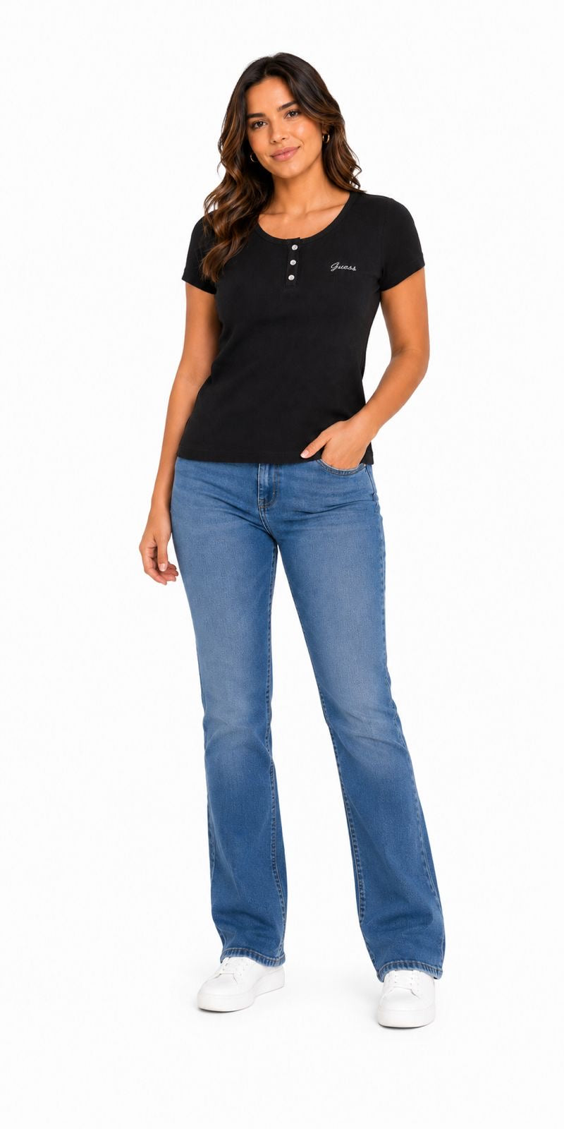 Guess Short Sleeve Karlee Jewel Henley