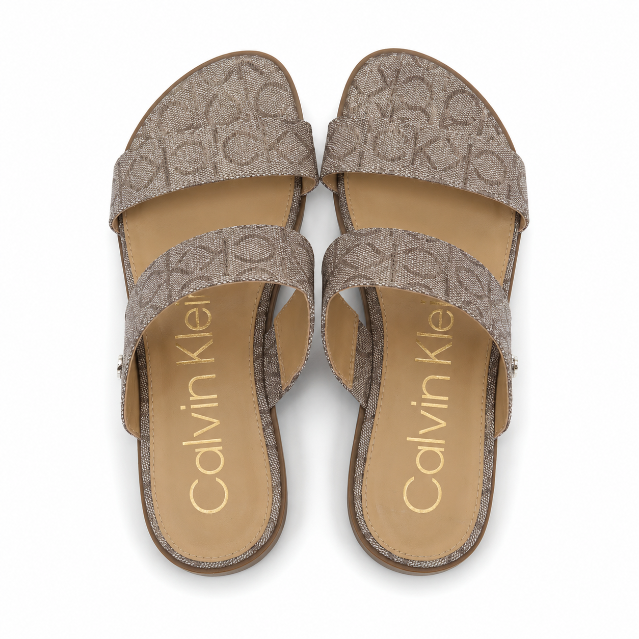 Calvin Klein sandals with monogram in beige tone