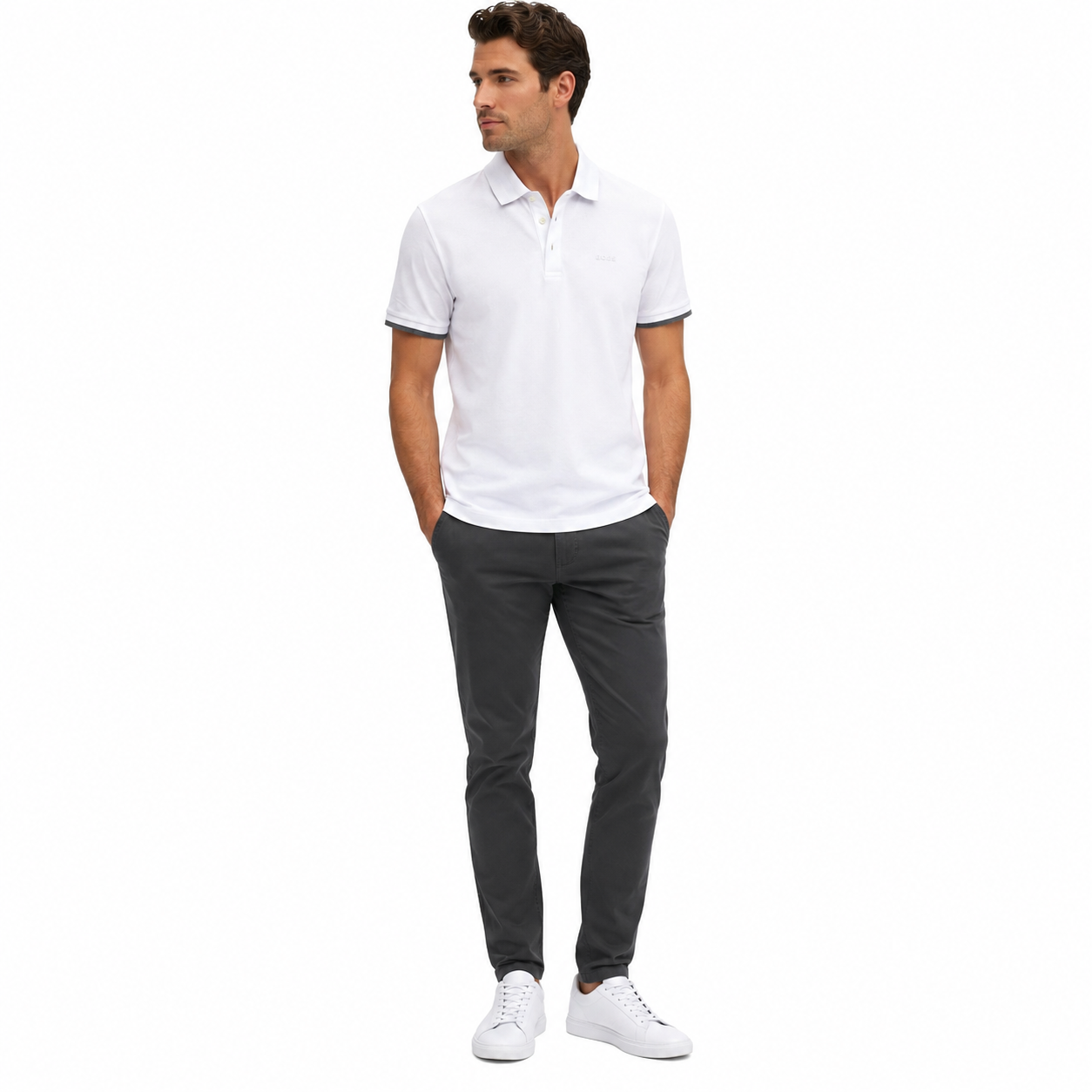 HUGO BOSS Mens Phillipson Regular Fit Short Sleeve Polo Shirt NEW WHITE