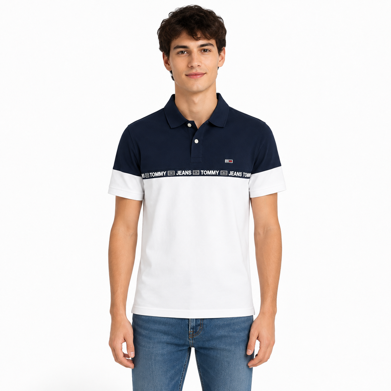 Tommy Jeans colorblock tape polo shirt