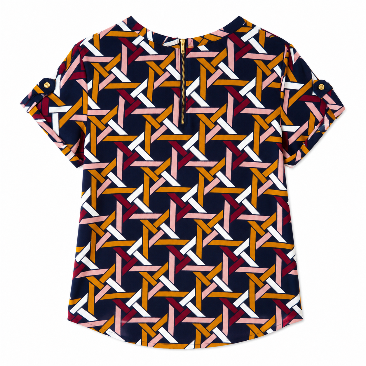 50th Street blouse has a multicolored geometric design