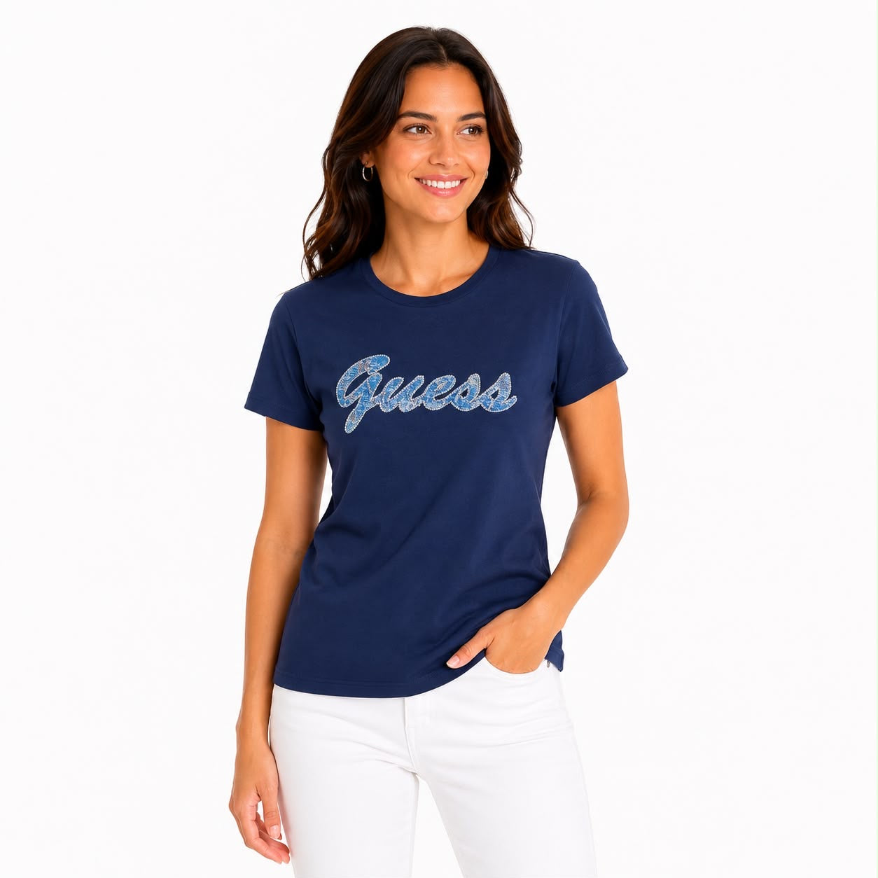 Guess Rhinestone Logo Henley t-shirt Women’s