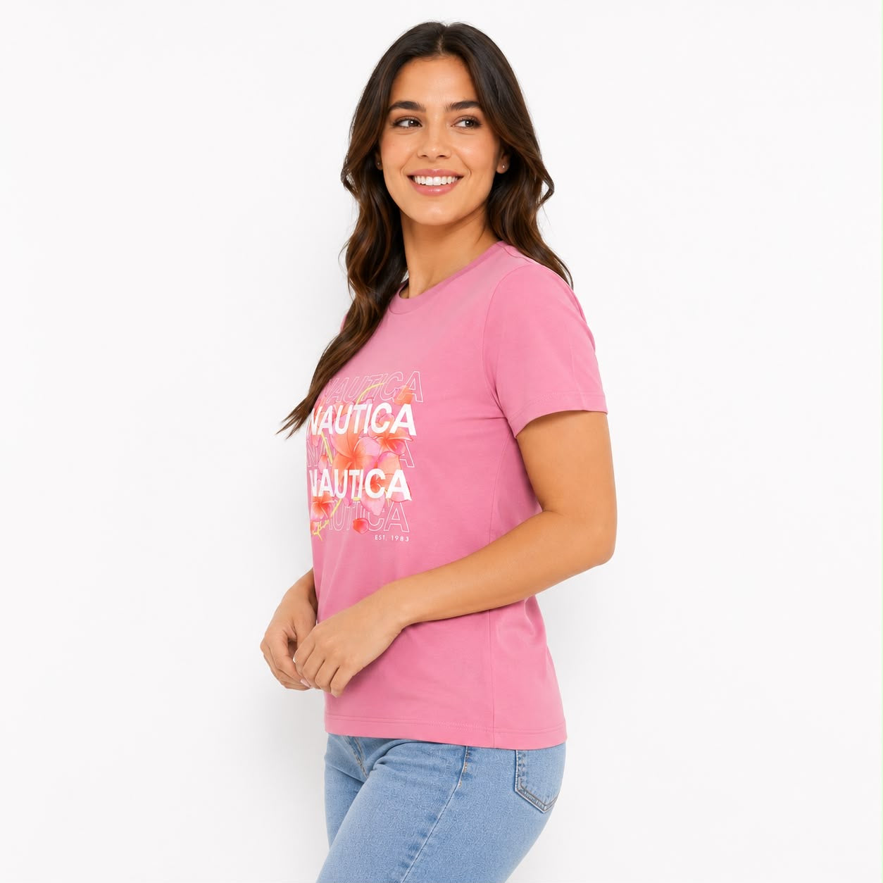 Náutica glitter floral logo graphic t-shirt Women’s