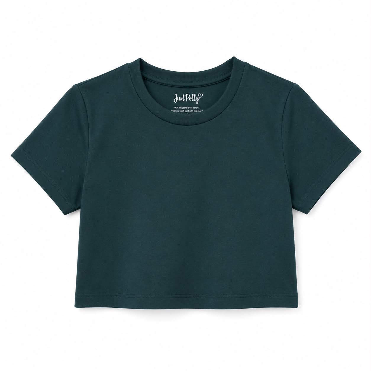 Just Polly Womens Summer Crop Tops Short Sleeve Round Neck T-Shirts Loose Fit Casual Blouse