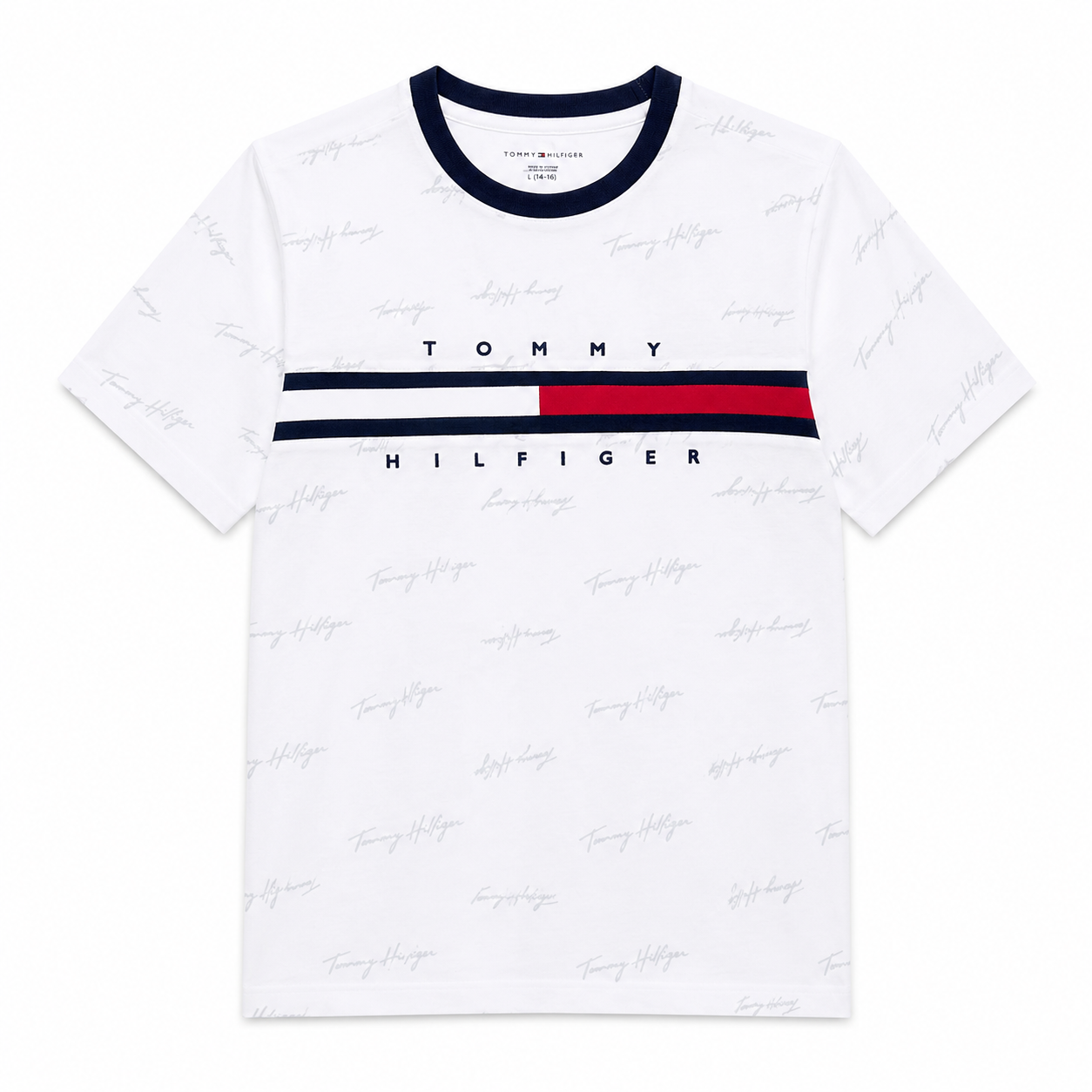 Tommy Hilfiger -Kids' Signature Flag Stripe Logo T-Shirt