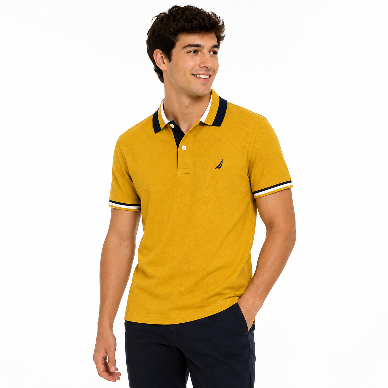 NAUTICA Chemise regular con cuello y mangas ribeteadas