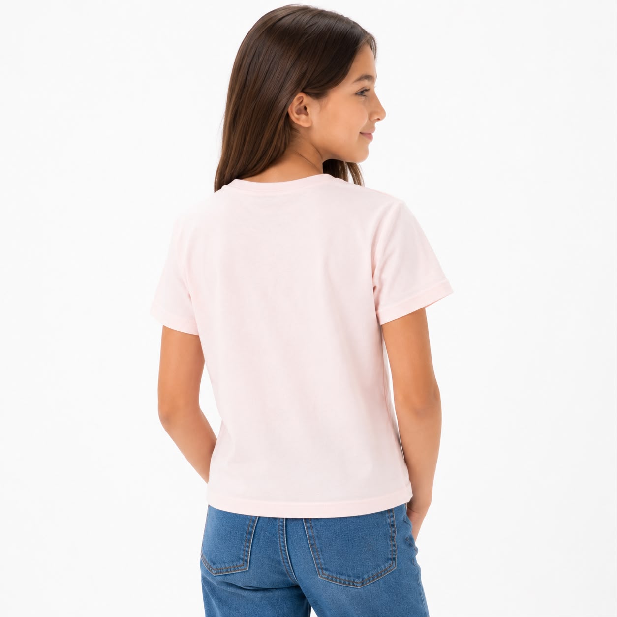 Tommy Hilfiger Girls Peach Solid Round Neck T-Shirt