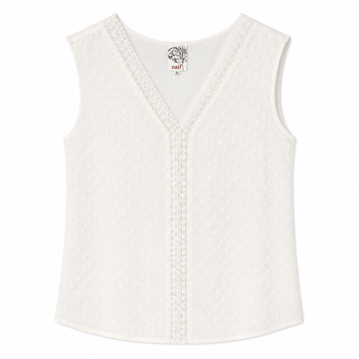 Naïf Crochet V Neck Textured Tank Top