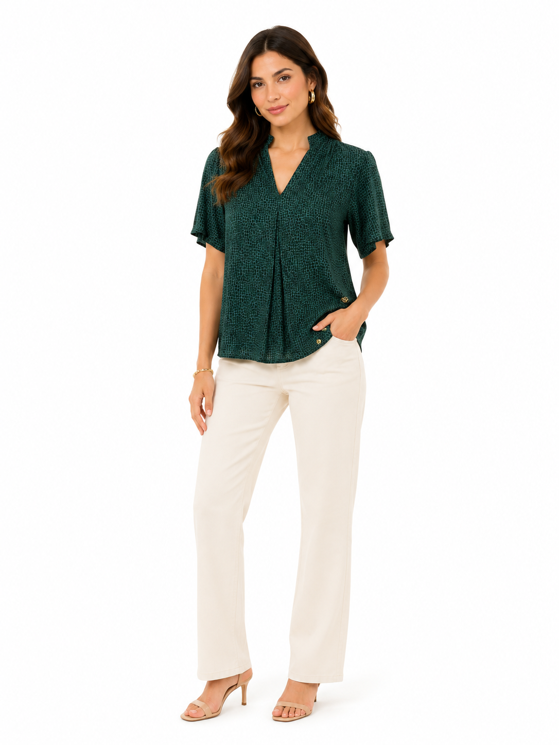 Michael Kors Summer Women Notch V Neck Blouse