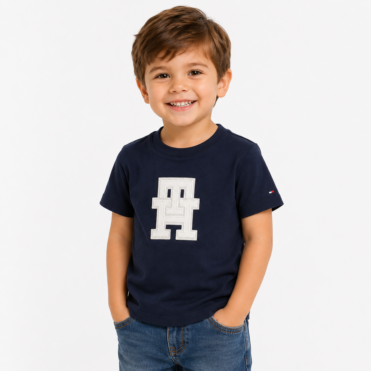 Tommy Hilfiger PLAYERA DE CORTE REGULAR CON MONOGRAMA NIÑO TOMMY HILFIGER
