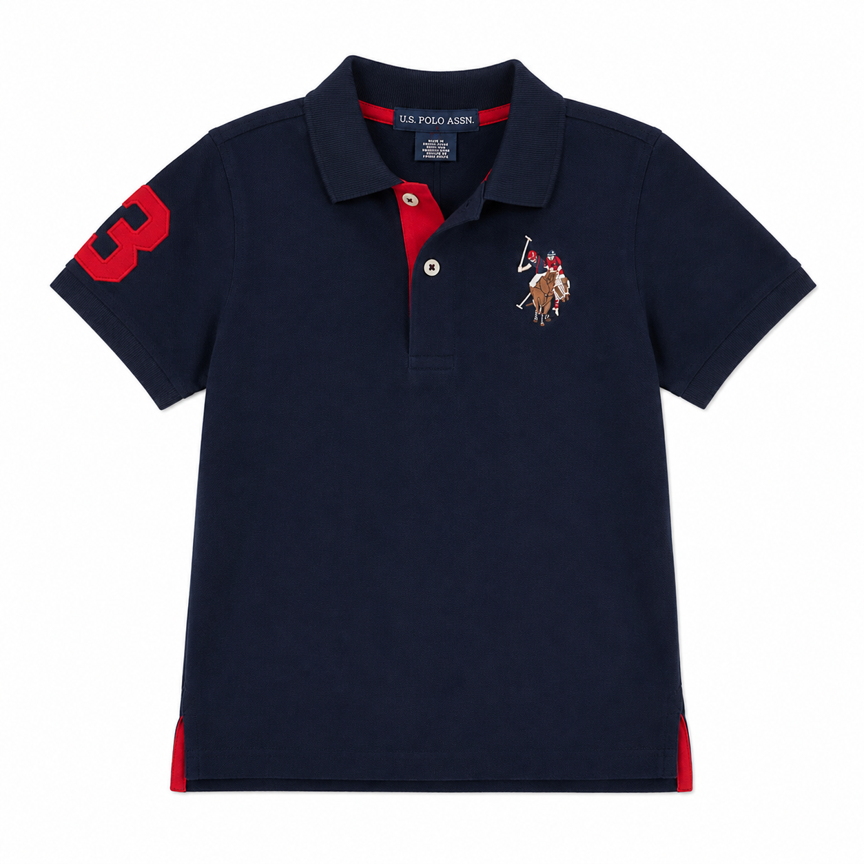 U.S. Polo Assn. Boy’s Multi Color Logo Solid Pique Polo Shirt