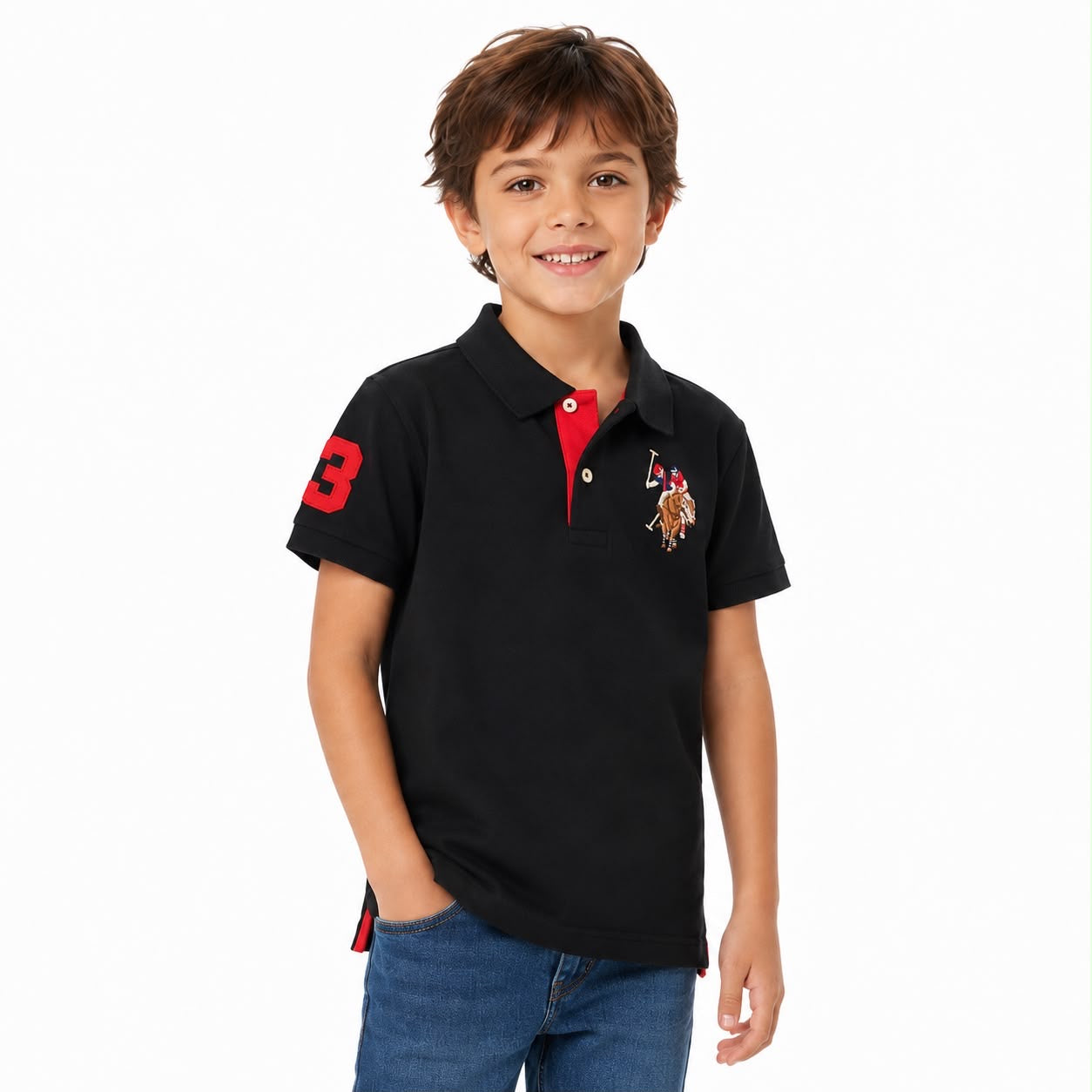 Us Polo Assn Classic black pique polo shirt Boys