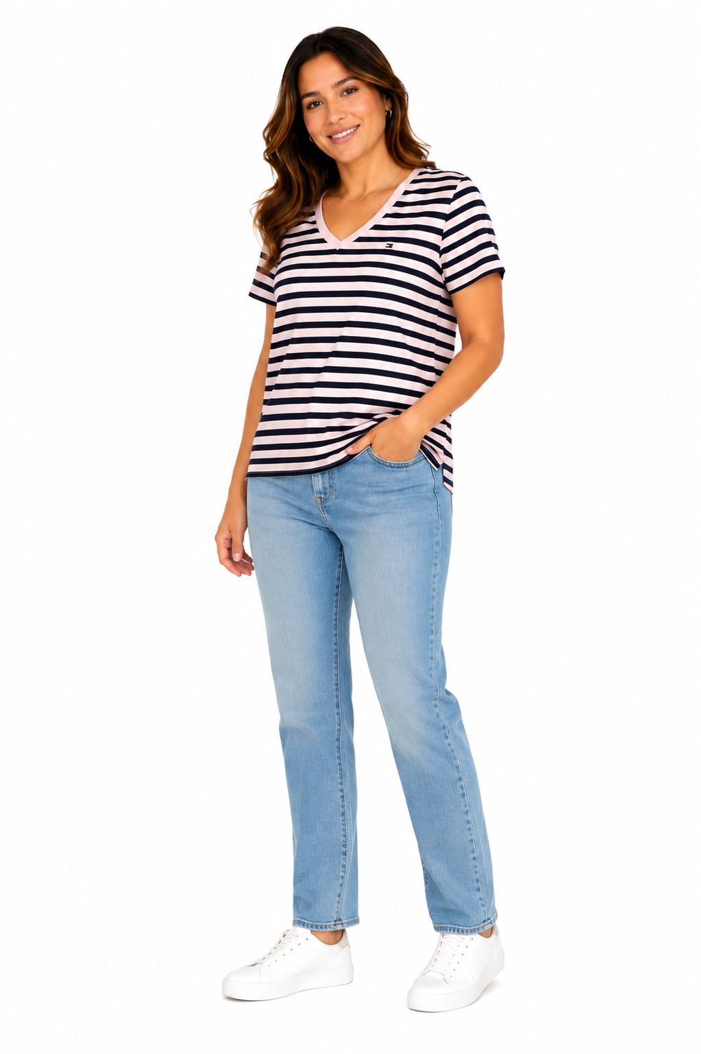 Tommy Hilfiger classic striped V-neck t-shirt for women