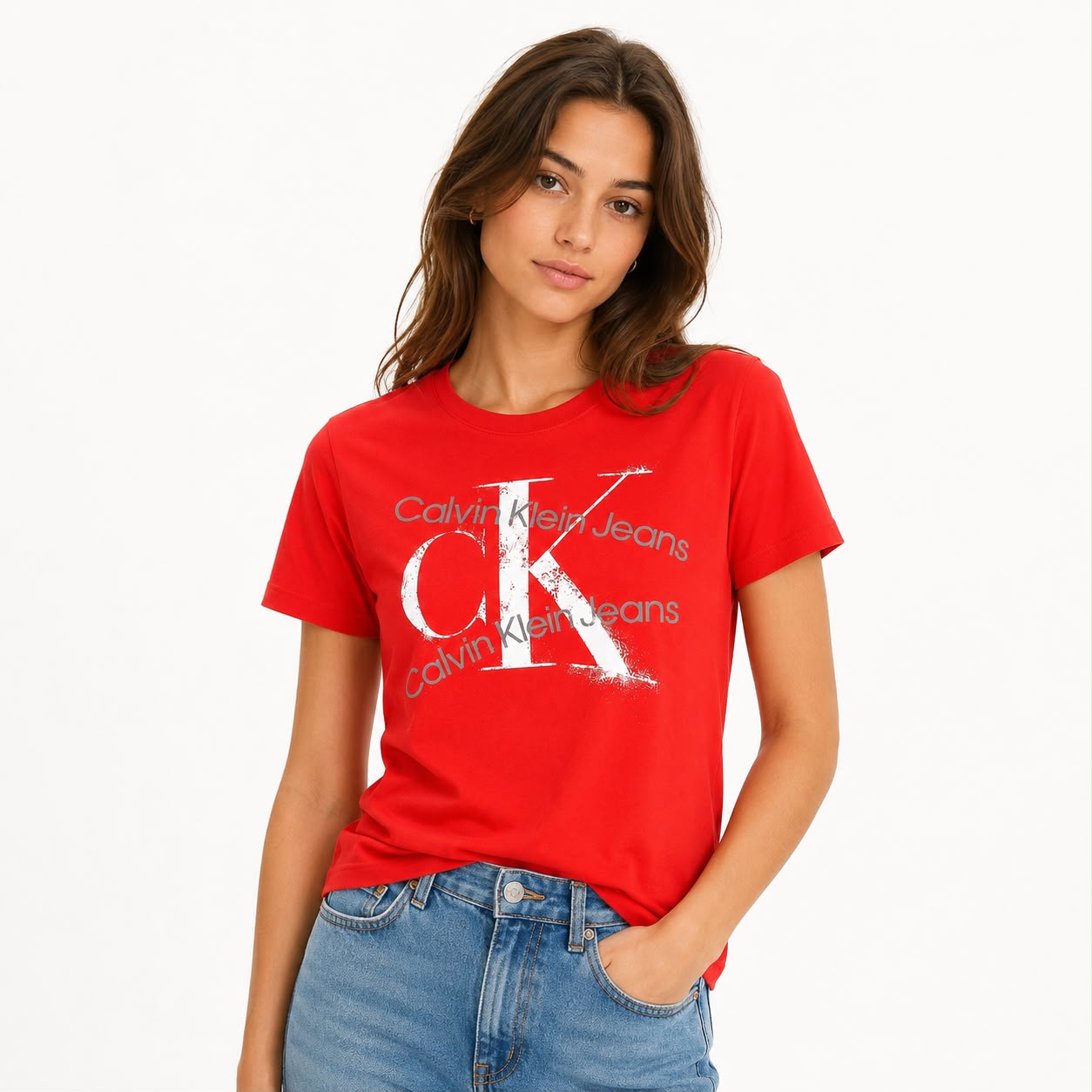 Calvin Klein Jeans red t-shirt Women’s With a graphic logo monogram