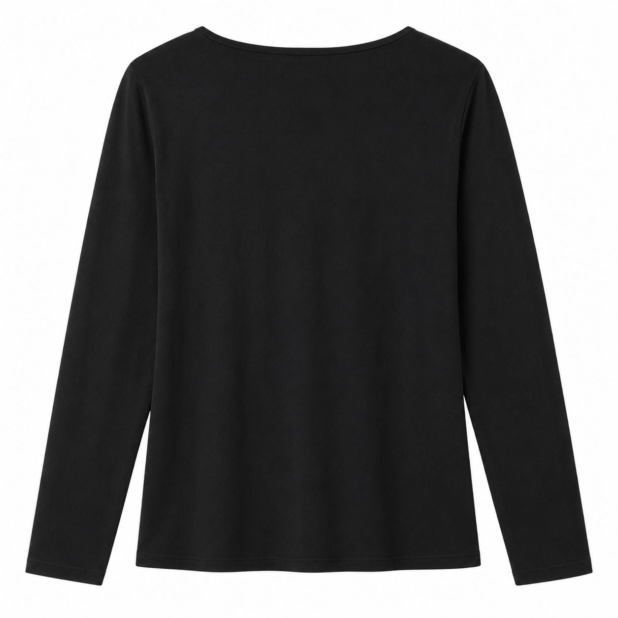 Karen Scott's long-sleeved black t-shirt features a Christmas tree chart