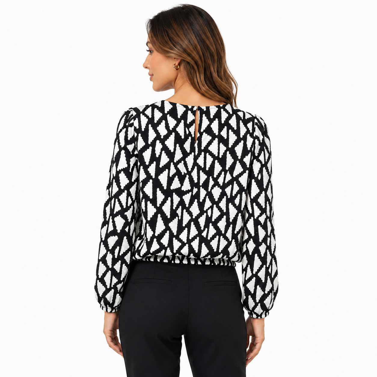 Hazelhaze Printed Black and White Top