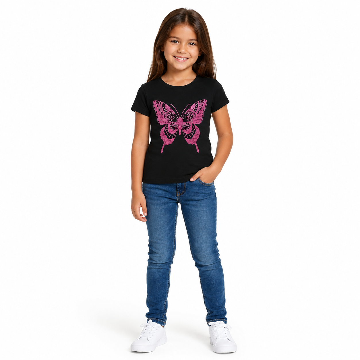 The Children Place Girls Glitter Butterfly Graphic Tee