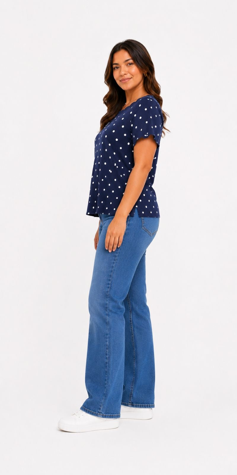 Karen Scott Polka Dot Short-Sleeve Top