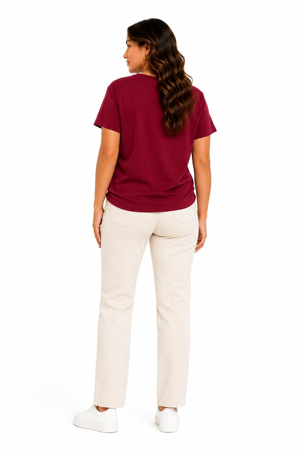 TOMMY HILFIGER-Embroidered Tricolor Logo T-Shirt