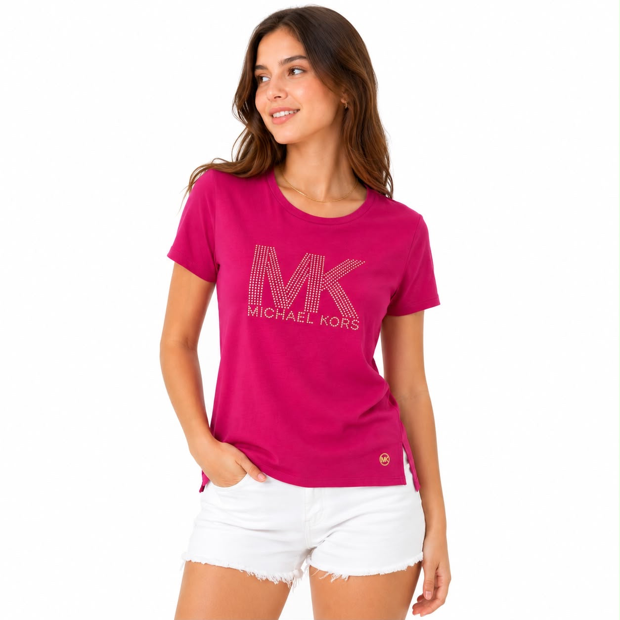 Michael Kors Womens MK Logo Short Sleeve T Shirt