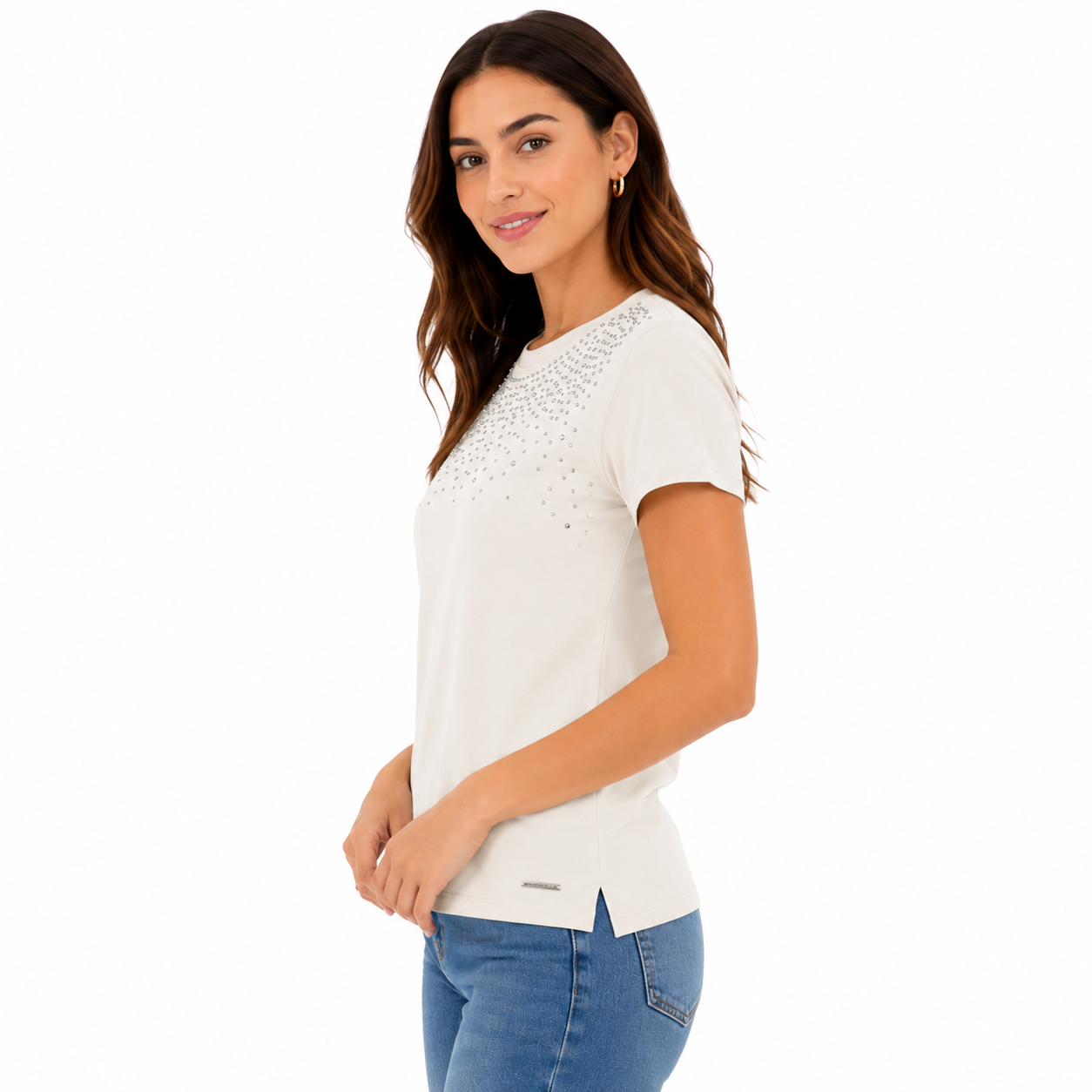 Anne Klein Women's cotton t-shirt with rhinestones