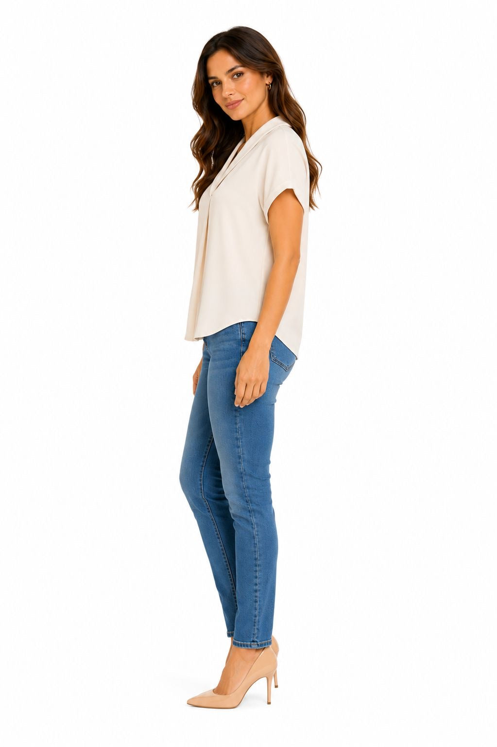 Melloday brand blouse in cream or light beige