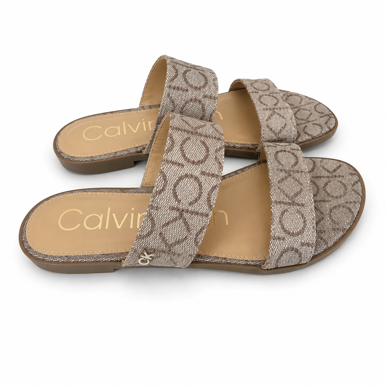 Calvin Klein sandals with monogram in beige tone